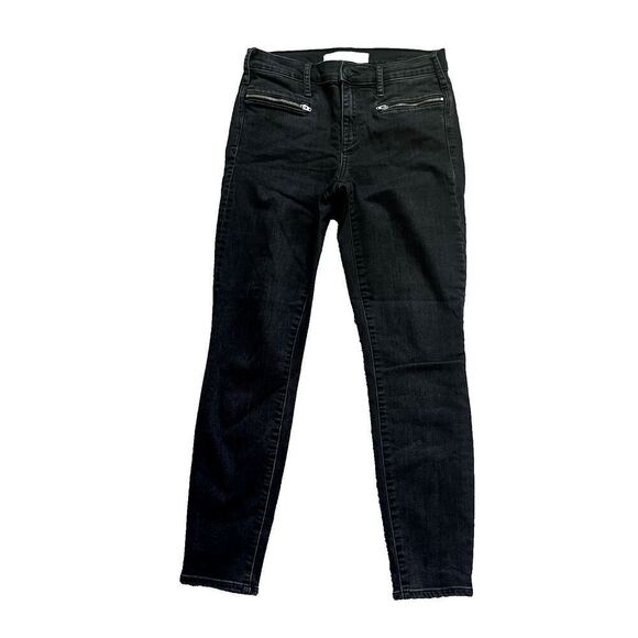 GAP 1969 True Skinny Ankle Black Jeans, Fun Zip Pockets, Womens Size 27 EUC‎ - Picture 1 of 8